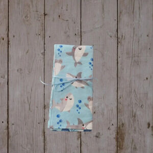 Burp Cloth, Flannel, Reversible, Sharks and Boats, Set of 3